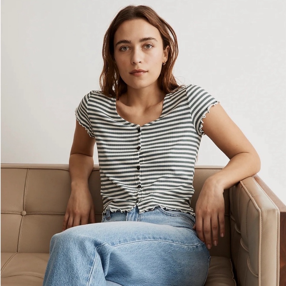 Maya Vneck Button Front Tee